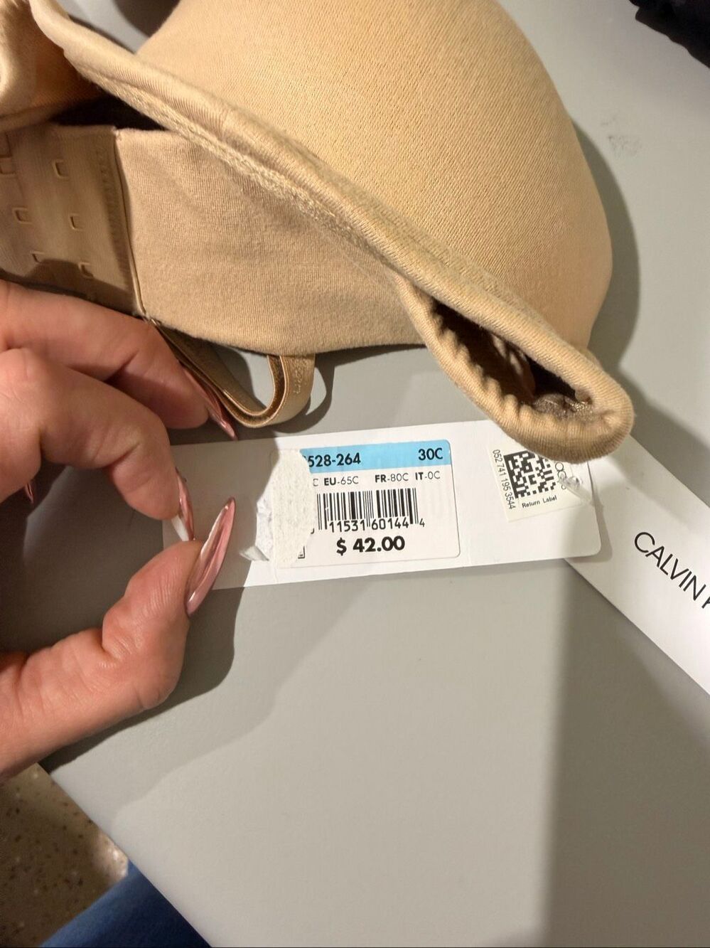 Calvin Klein Constant Lightly Lined Underwire Strapless Bra Bare Nude 30C - Picture 5 of 5